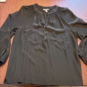 Lilly Pulitzer Black Silk Black Blouse with Button Detail.